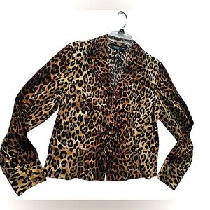 Jones New York, animal print button up blouse size L
